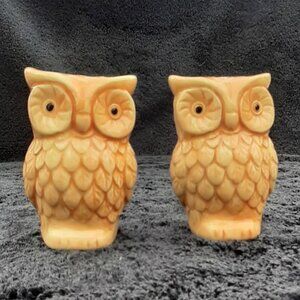 Vintage Ceramic Brown Owl Salt and Pepper Shakers 3”H x 2”W